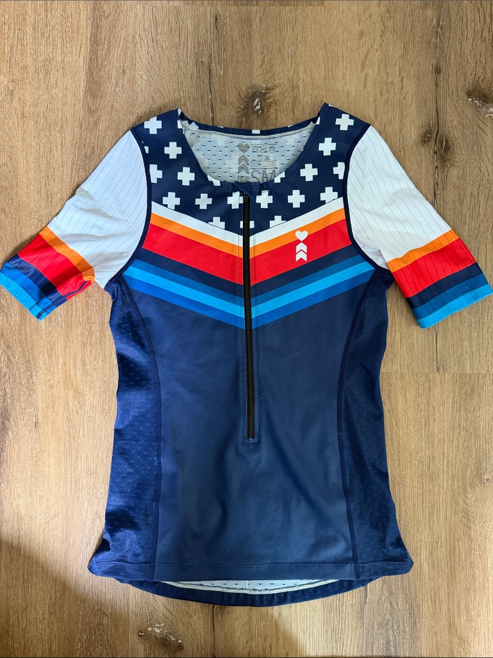 Coeur Cycling Triathlon Jersey Small Red White and Blue
